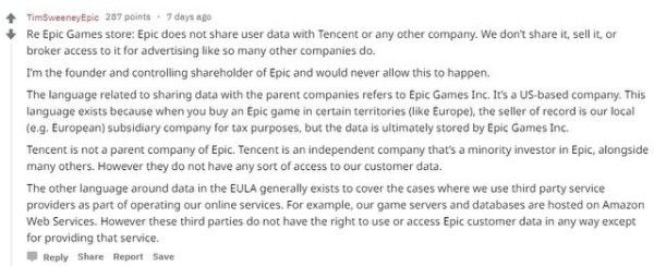 Epic 创始人回应：绝不会分享数据给腾讯等公司[多图]图片2