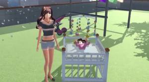 樱花校园模拟器怎么让婴儿睡到婴儿床上？婴儿睡到婴儿床上操作方法图片1