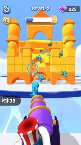 大炮发射小蓝人攻打城堡游戏图3