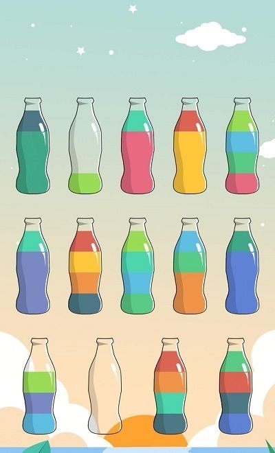 瓶子倒水颜色一致才能过关的游戏图片1