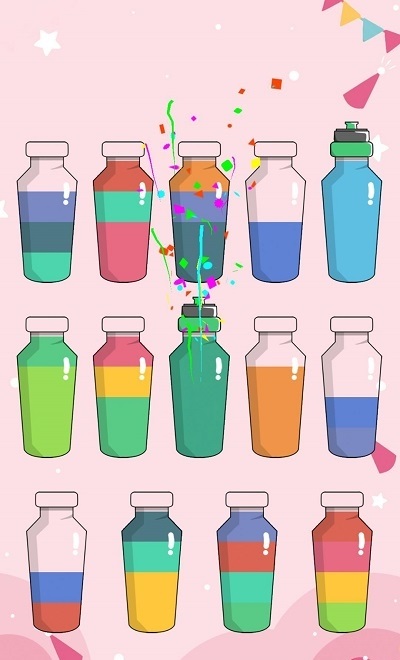 瓶子倒水颜色一致才能过关的游戏图3: