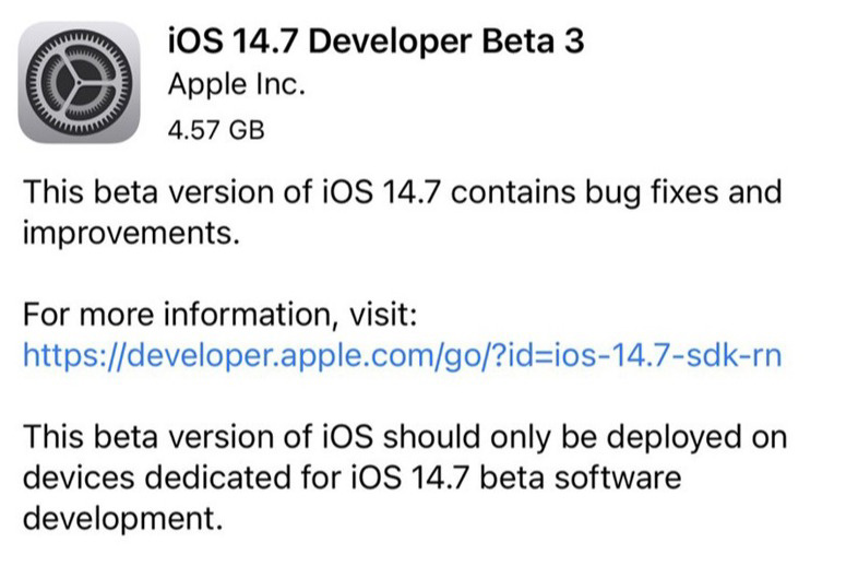 苹果iOS14.7 Beta3开发者预览版描述文件官方更新图片1