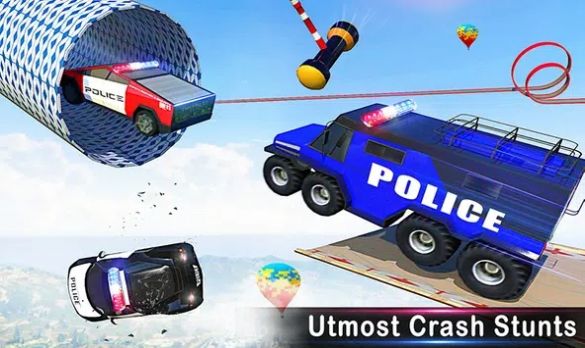 警车危险赛道驾驶游戏安卓版（Police Car Stunts Car Games）1