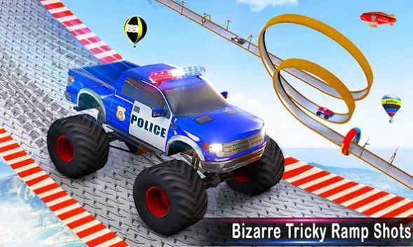 警车危险赛道驾驶游戏安卓版（Police Car Stunts Car Games）图1: