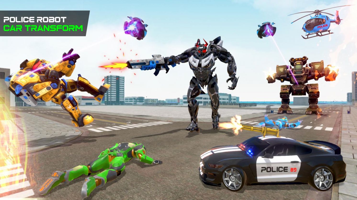 警察机器人变形金刚游戏安卓版（Flying Grand Police Car Transform Robot Games）图2: