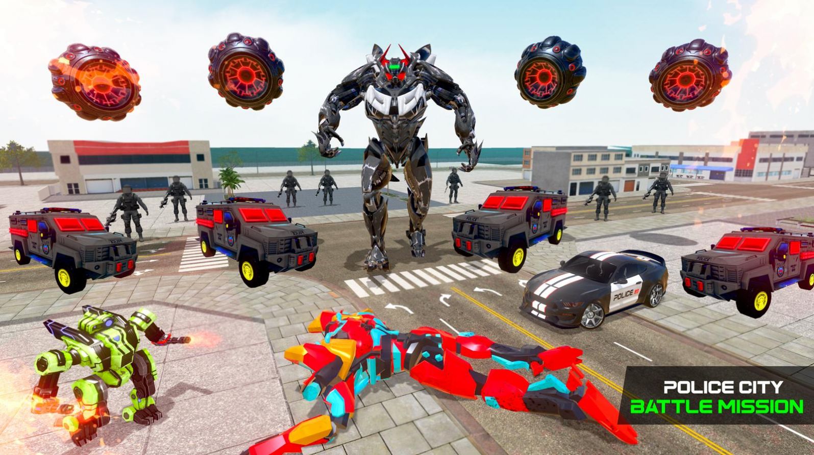 警察机器人变形金刚游戏安卓版（Flying Grand Police Car Transform Robot Games）图3: