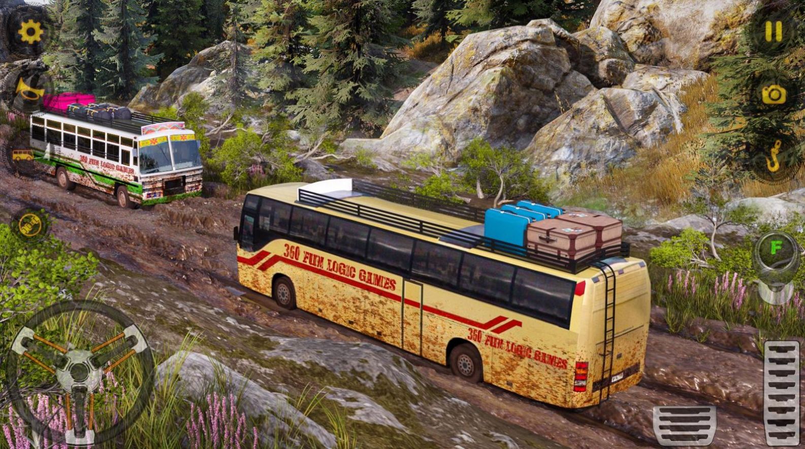 越野驾驶泥浆巴士游戏手机版（Offroad Driving Mud Bus Game）图1: