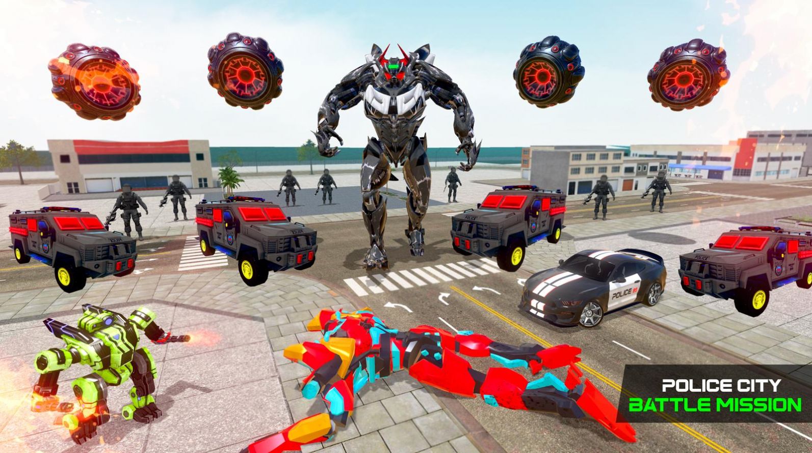 机器人汽车城市英雄之战游戏安卓版（Flying Grand Police Car Transform Robot Games）图1: