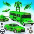 Army School Bus Robot Car Game游戏