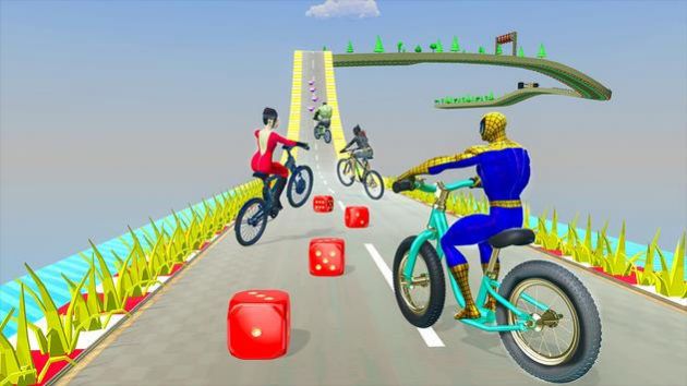 超级英雄自行车赛游戏中文版（Superhero Bicycle Racing）图1: