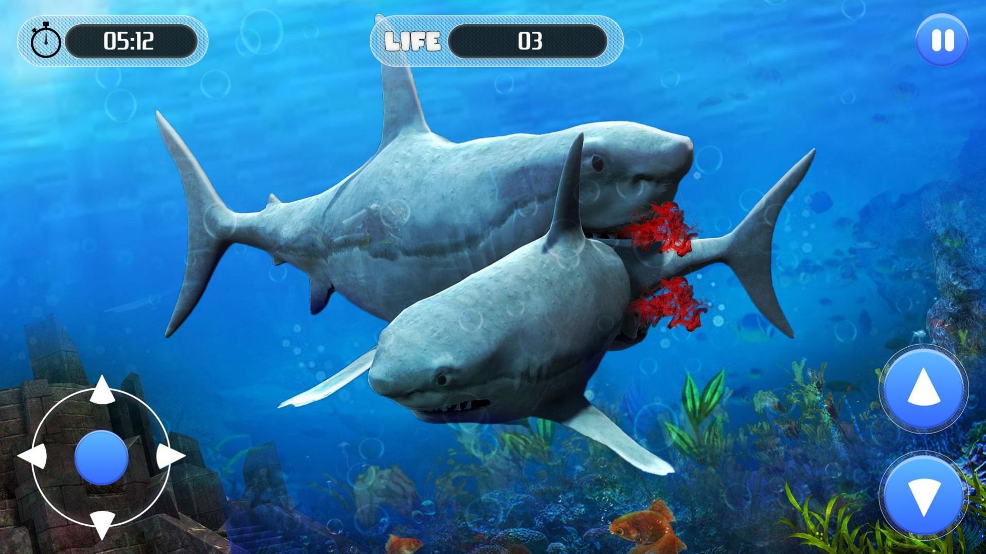 大白鲨生存模拟器游戏安卓版（White Shark Attack Mission 3D）图2: