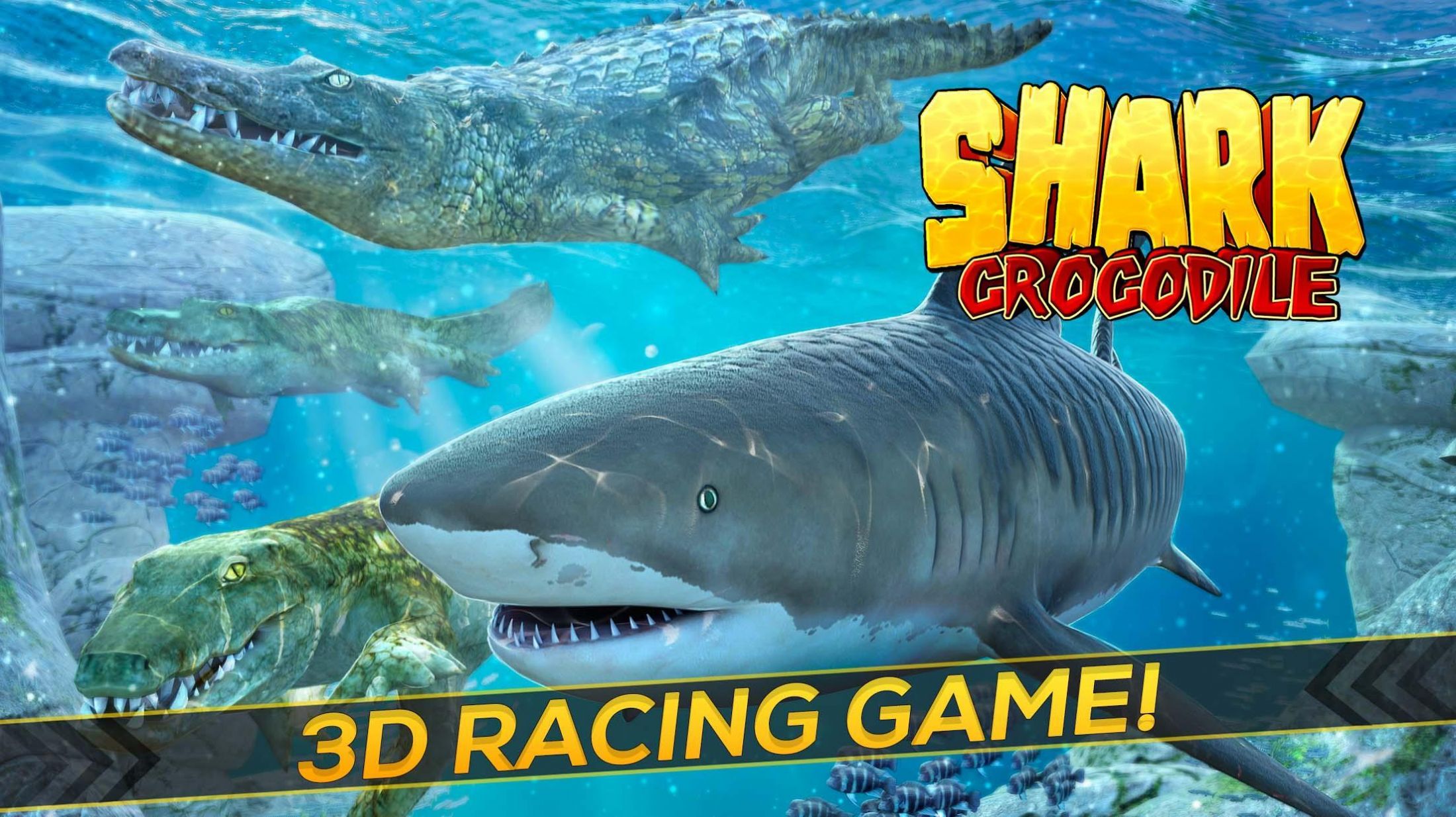 鲨鱼大战鳄鱼游戏中文版（Shark vs Crocodile Fight ）图片1