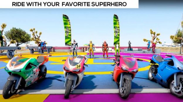 超级英雄自行车特技赛车游戏最新版1