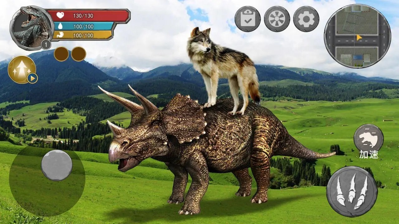 恐龙抗狼吞噬生存游戏官方手机版图1: